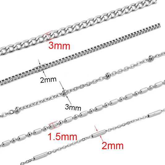 Chaîne Acier Inoxydable Dorée – Maille Cuban / Bille 2m
