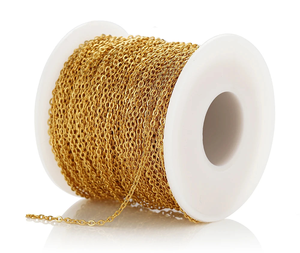 Chaîne Acier Inoxydable Dorée – Maille O/Cross 10m