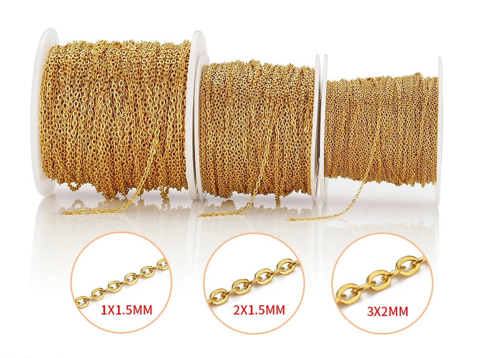 Chaîne Acier Inoxydable Dorée – Maille O/Cross 10m