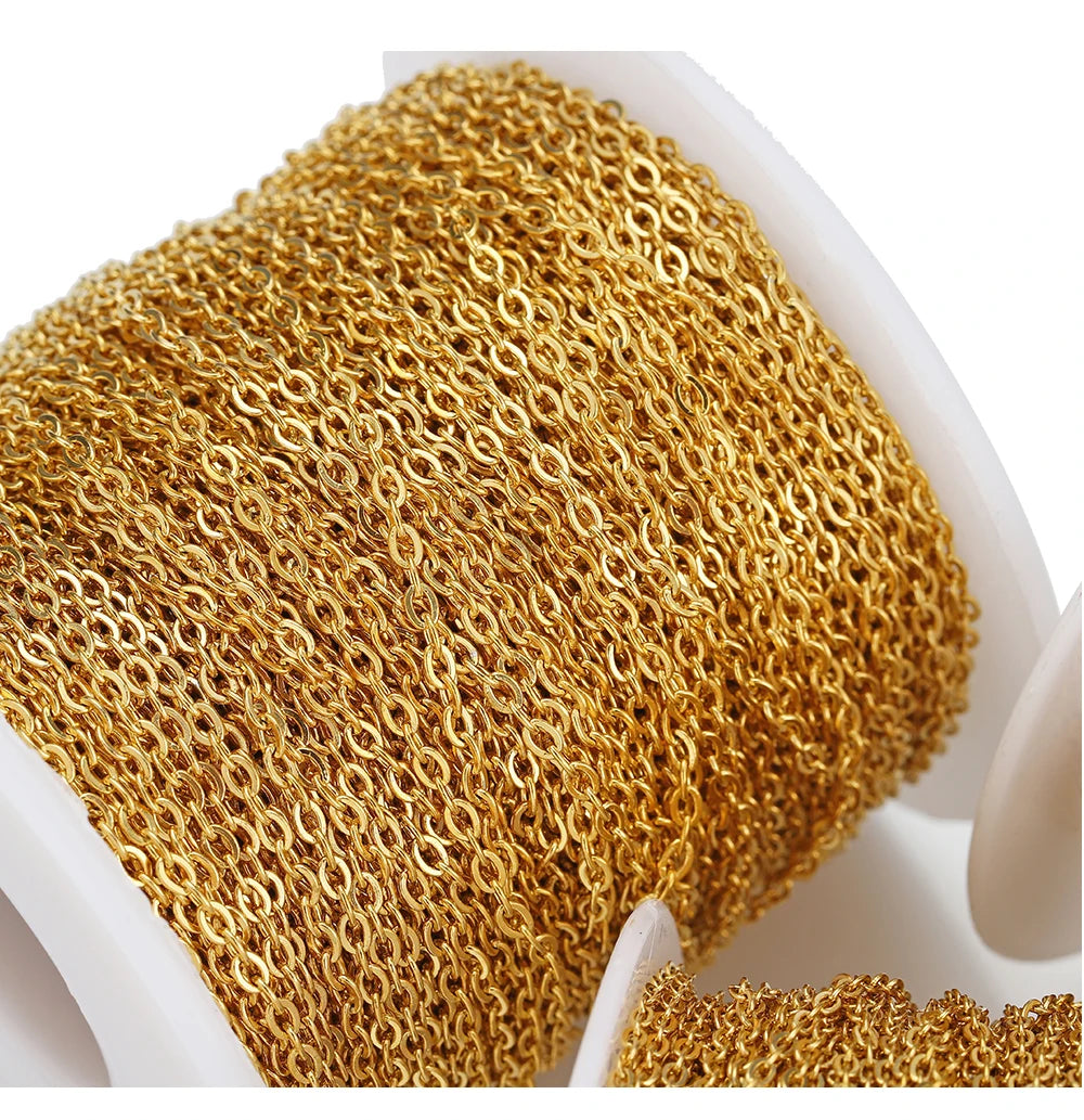 Chaîne Acier Inoxydable Dorée – Maille O/Cross 10m