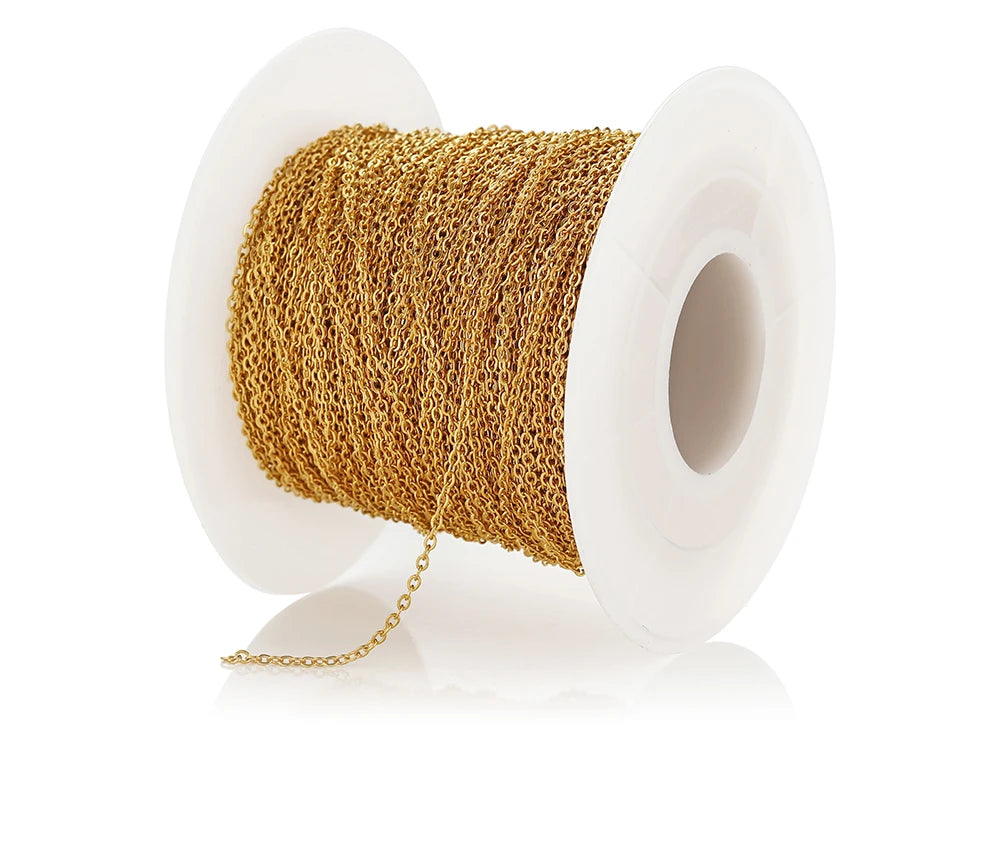 Chaîne Acier Inoxydable Dorée – Maille O/Cross 10m