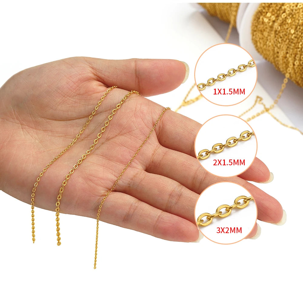 Chaîne Acier Inoxydable Dorée – Maille O/Cross 10m