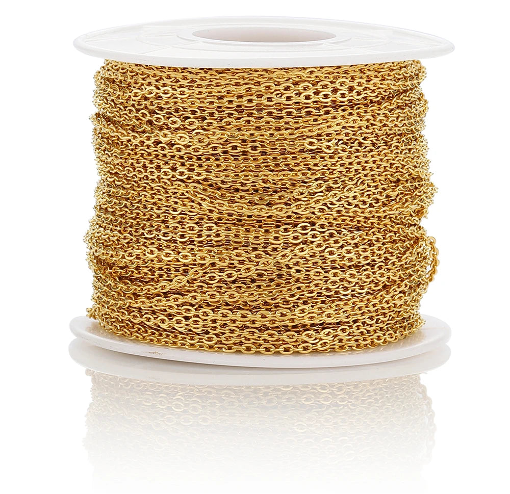 Chaîne Acier Inoxydable Dorée – Maille O/Cross 10m
