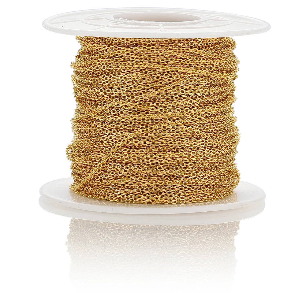 Chaîne Acier Inoxydable Dorée – Maille O/Cross 10m