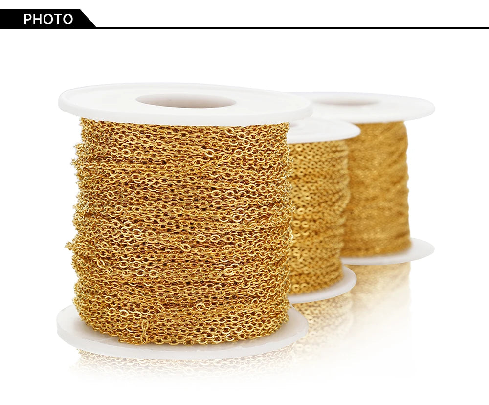 Chaîne Acier Inoxydable Dorée – Maille O/Cross 10m