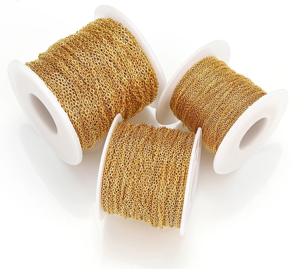Chaîne Acier Inoxydable Dorée – Maille O/Cross 10m