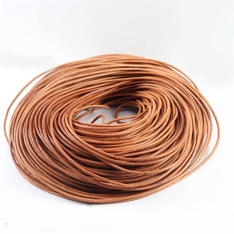 Cordon Cuir Véritable Rond – DIY Bijoux (2-5 yards)