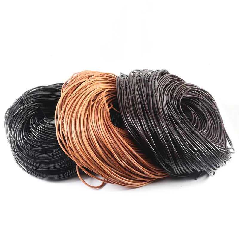 Cordon Cuir Véritable Rond – DIY Bijoux (2-5 yards)