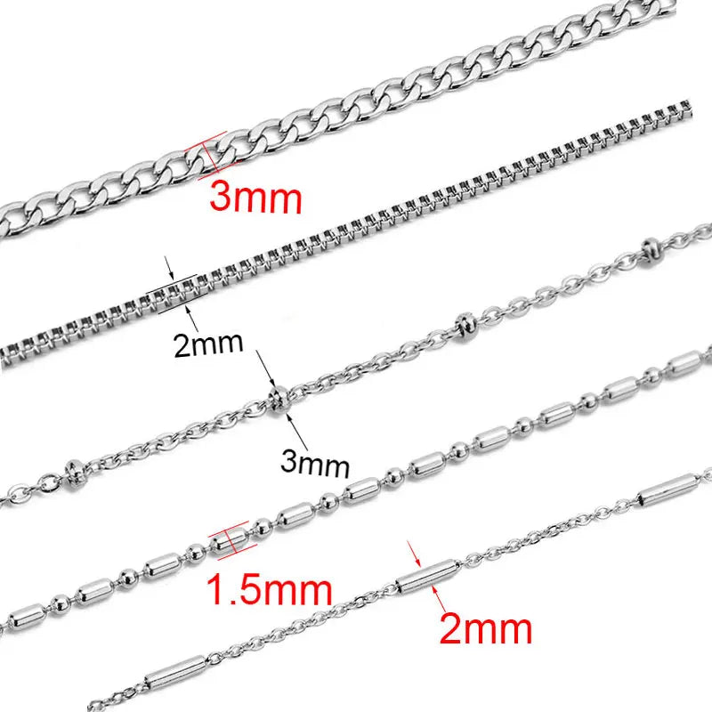 Chaîne Acier Inoxydable Dorée – Maille Cuban / Bille 2m