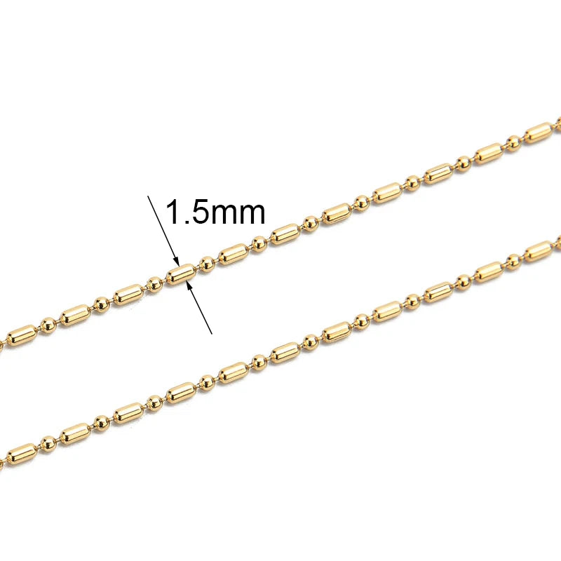 Chaîne Acier Inoxydable Dorée – Maille Cuban / Bille 2m