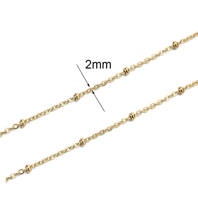 Chaîne Acier Inoxydable Dorée – Maille Cuban / Bille 2m