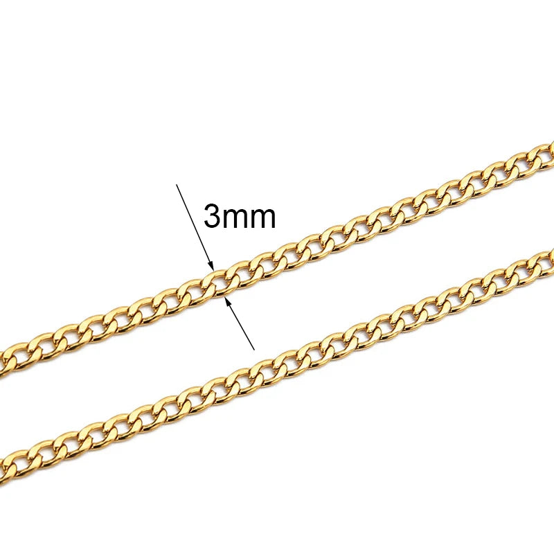 Chaîne Acier Inoxydable Dorée – Maille Cuban / Bille 2m