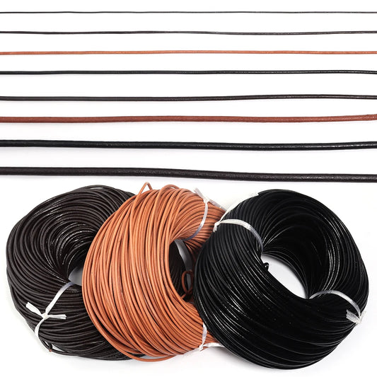 Cordon Cuir Véritable Rond – DIY Bijoux (2-5 yards)
