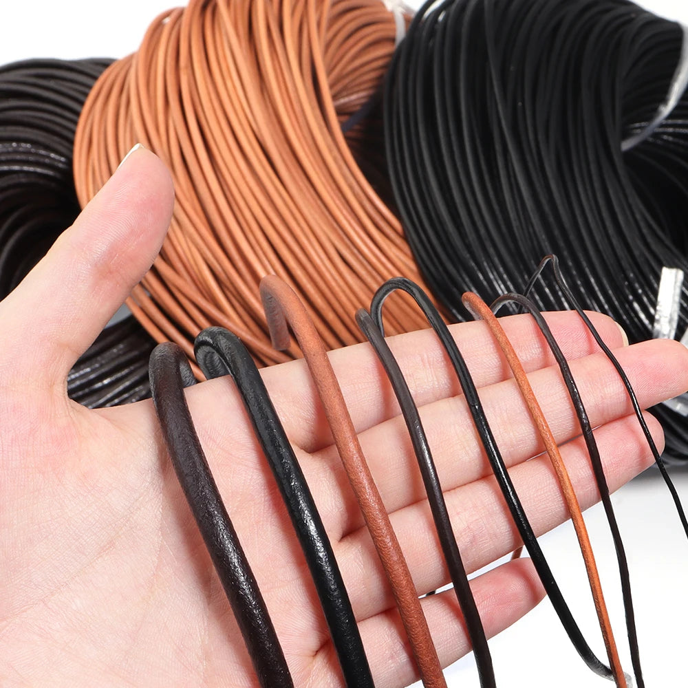 Cordon Cuir Véritable Rond – DIY Bijoux (2-5 yards)