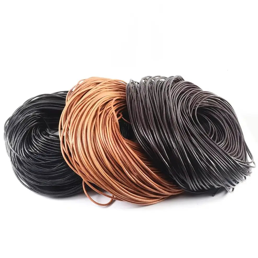 Cordon Cuir Véritable Rond – DIY Bijoux (2-5 yards)