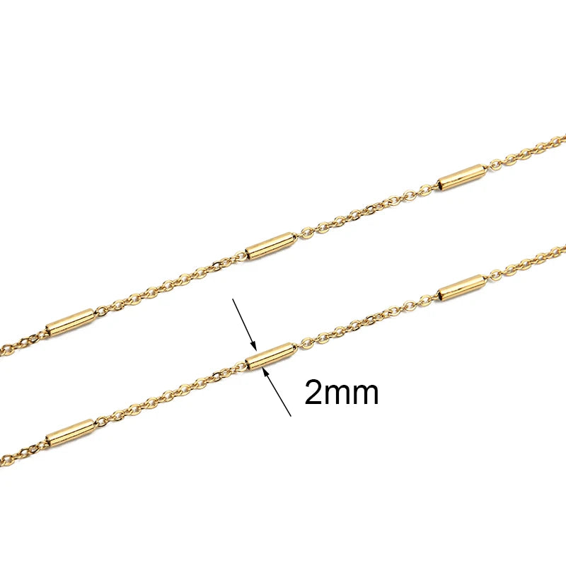 Chaîne Acier Inoxydable Dorée – Maille Cuban / Bille 2m